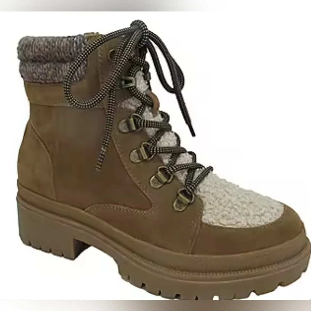 Pop Womens Diligence Block Heel Lace Up Boots